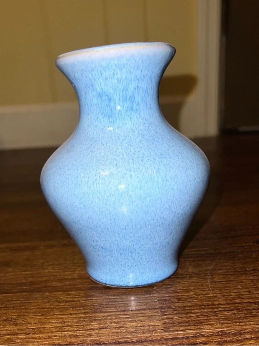 Blue Glazed Ceramic Handmade Porcelain Baluster Small Sculpted Vase 5.7” in tall